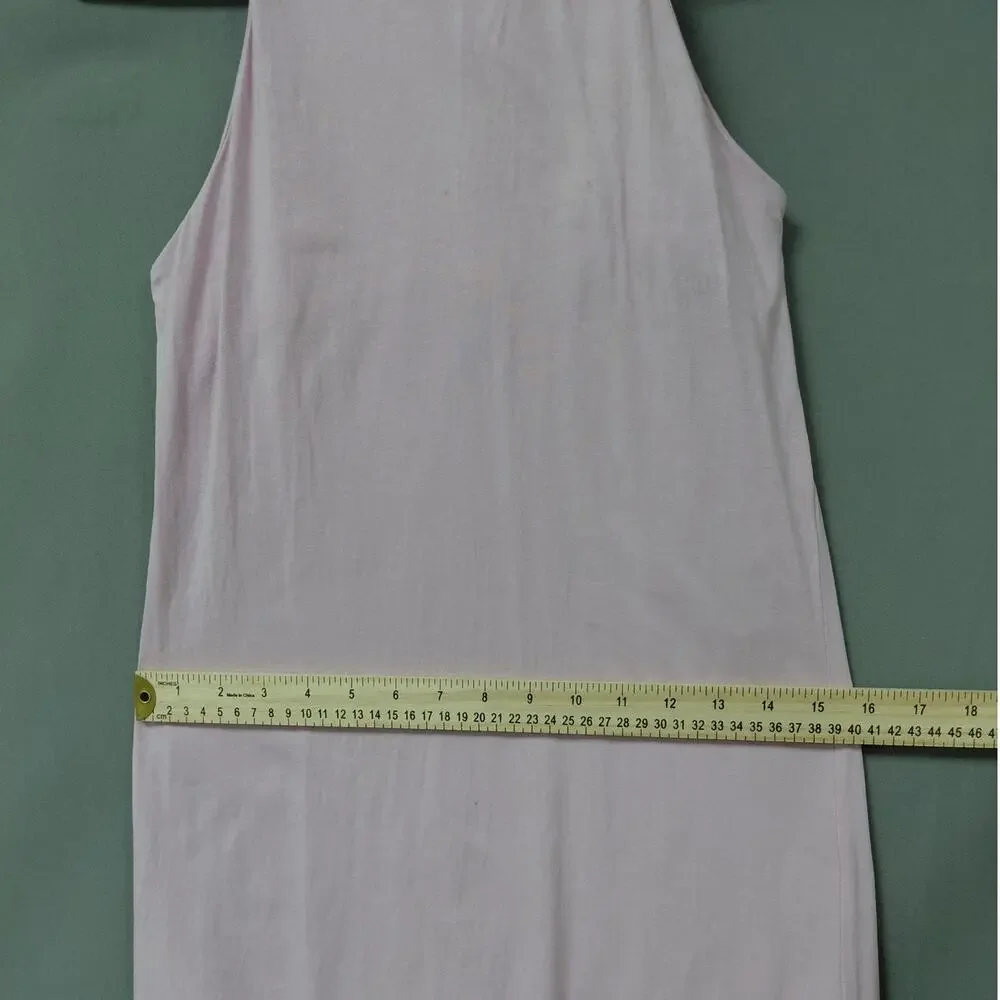 Zara Pink Ribbed Knit Halter Neck Side Slit Midi Dress Women Size S